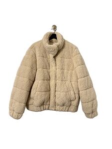 UpWest Resort& Mercantile Jacket Woman Size XL Cream Puffer Sherpa Fleece Zipper